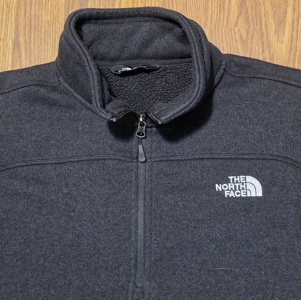 The North Face Mens Large 1/4 Zip Fleece Pullover Black Y2K Gorpcore E35 - Picture 3 of 6